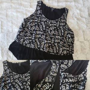 Torrid Layered Black & White French Graffiti Top